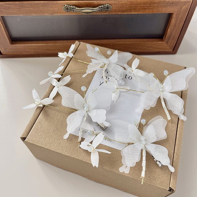 Clip Butterfly Gemstone Set Hair /