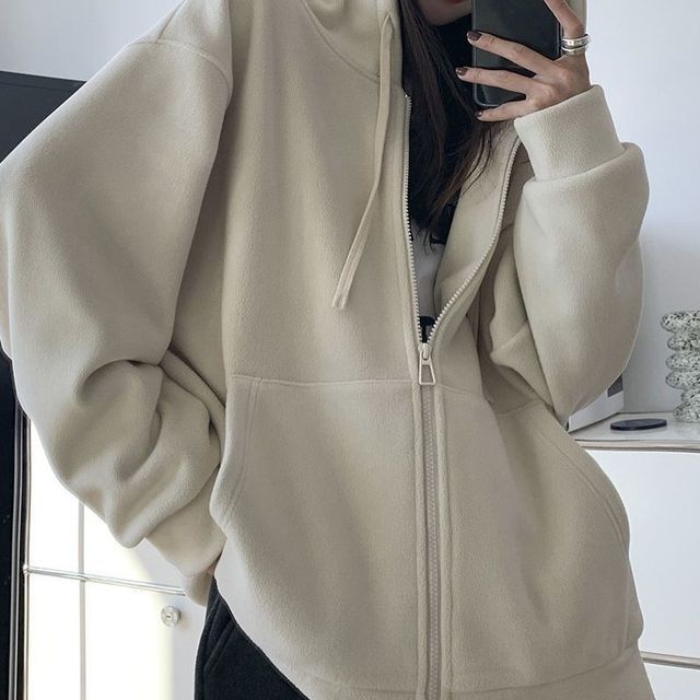 Hoodie Plain Oversized Zip