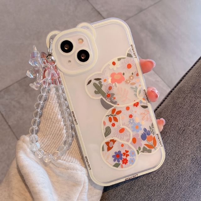 Case Bear Print Floral Phone
