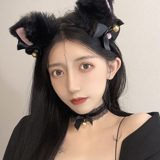 Halloween Cat Ear Chenille Party Headband