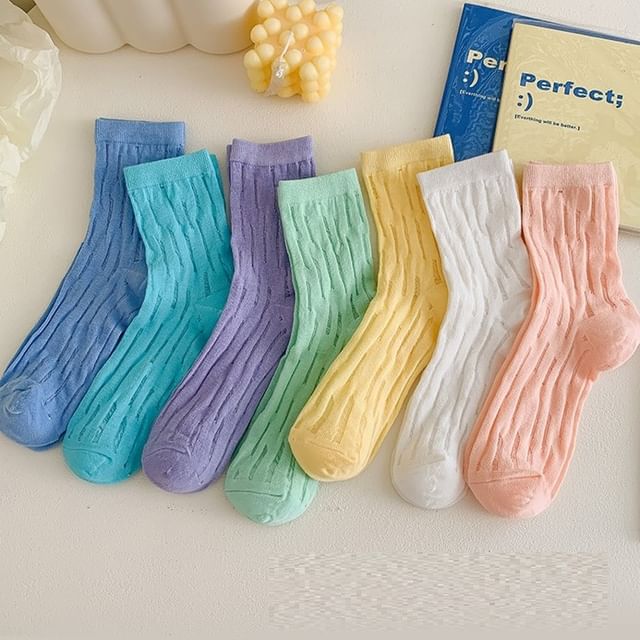 Plain Mesh Panel Socks Set – MK Kawaii Store