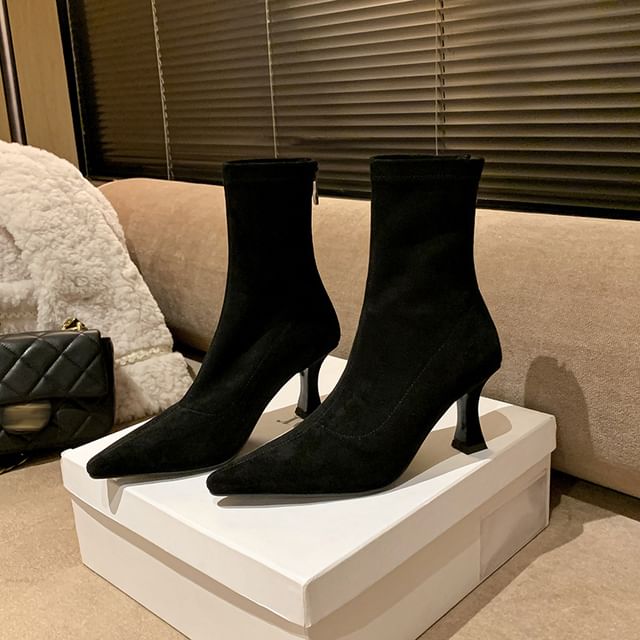Pointed Heel Kitten Boots