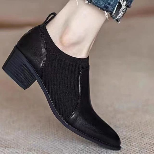 Chunky Ankle Boots Pointed Heel