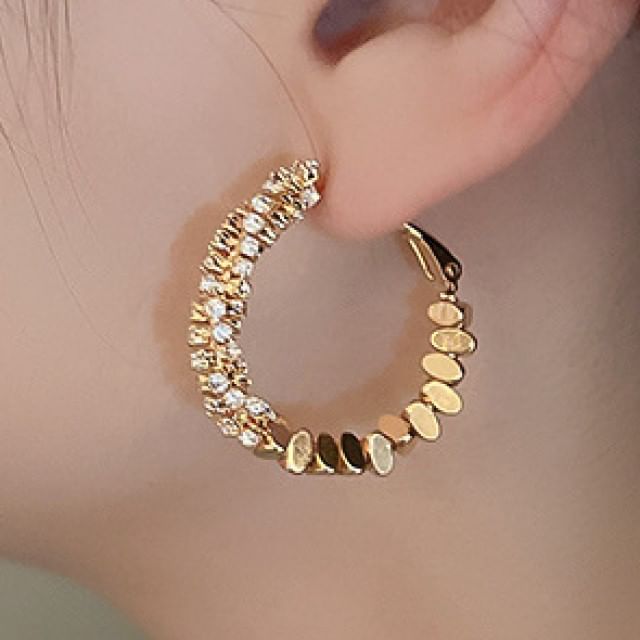 Alloy Hoop Rhinestone Earring