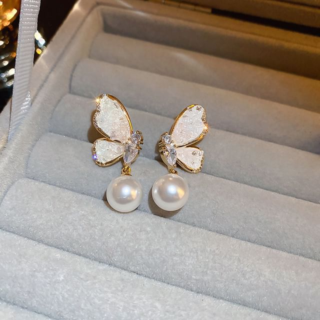 / Floral Alloy Pearl Designs) Faux Earring (Various Bow