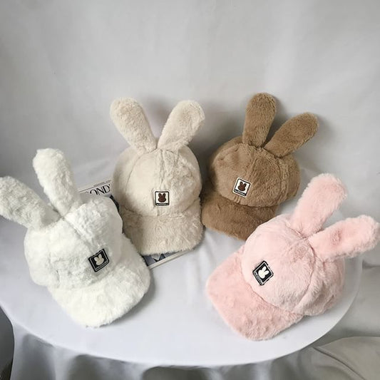 Rabbit Applique Chenille Ear Cap Baseball