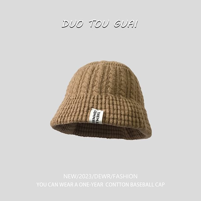 Bucket Hat Lettering Knit Applique