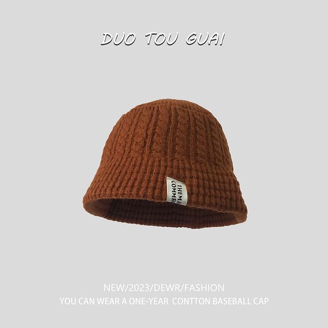 Bucket Hat Lettering Knit Applique