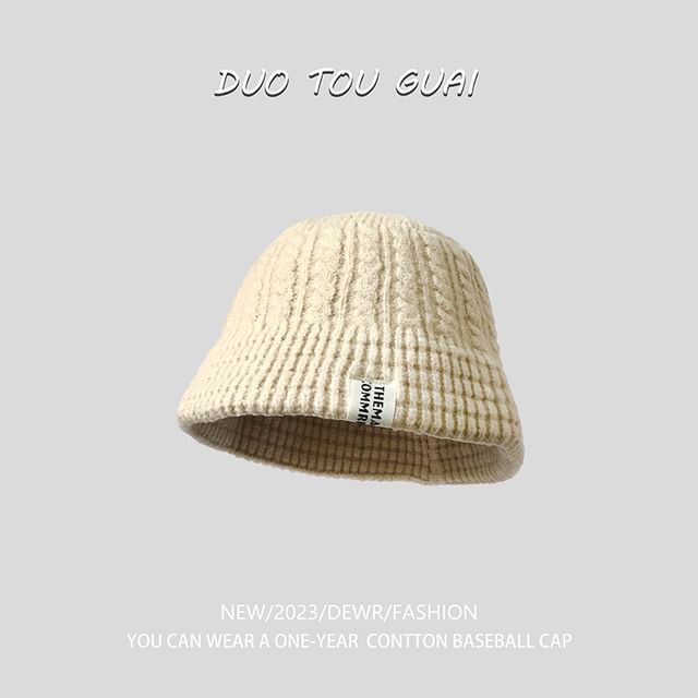 Bucket Hat Lettering Knit Applique