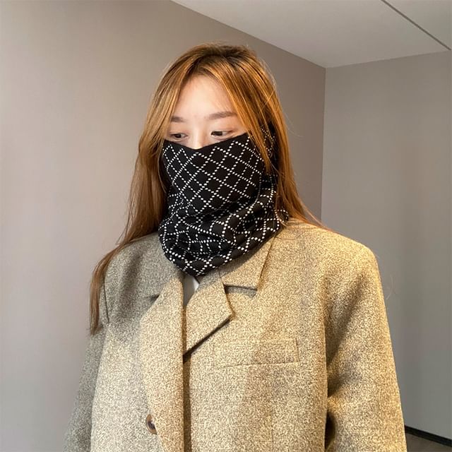 Scarf / Diamond Beanie Multi-Way Knit Print