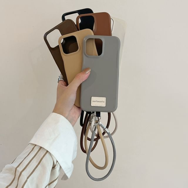 Lettering Phone Applique Faux Case Leather