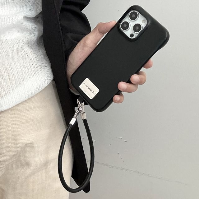 Lettering Phone Applique Faux Case Leather