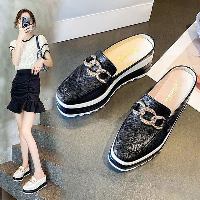 Detail Chain Mules Platform Loafer