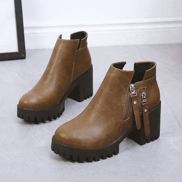 Ankle Chunky Heel Boots Platform
