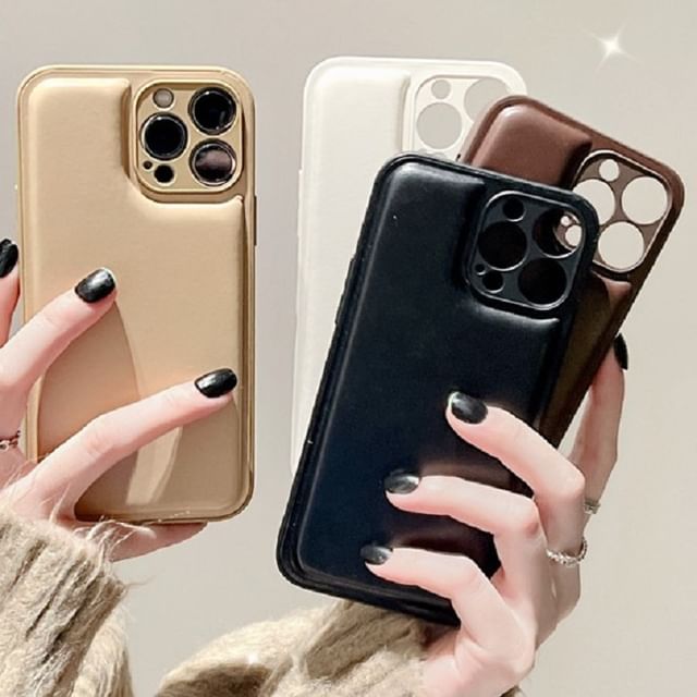 Case Faux Leather Plain Phone