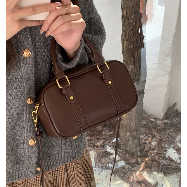 Faux Bag Crossbody Top Leather Plain Handle