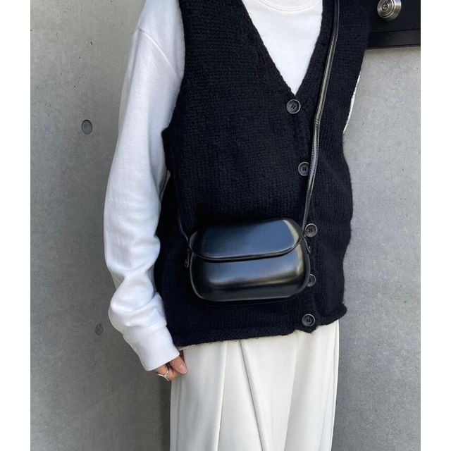 Bag Leather Faux Crossbody Plain Flap