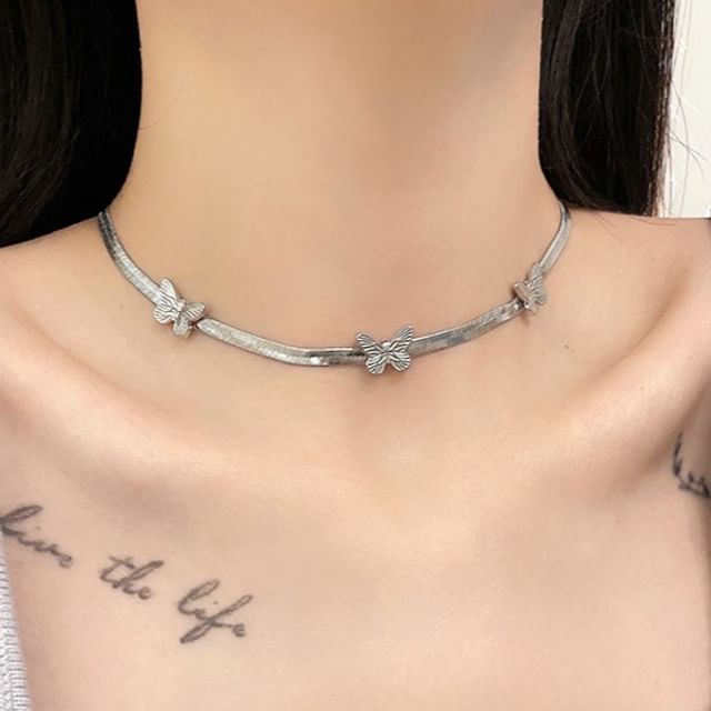 Alloy Choker Butterfly
