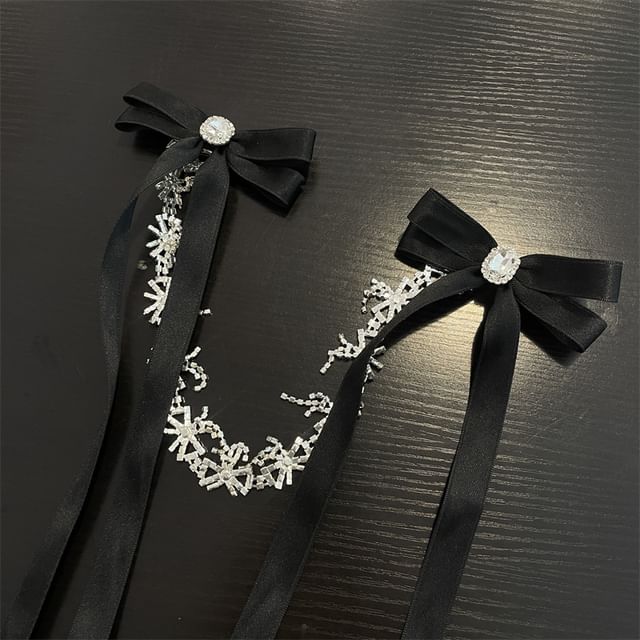 Ribbon Rhinestone Hair Clip