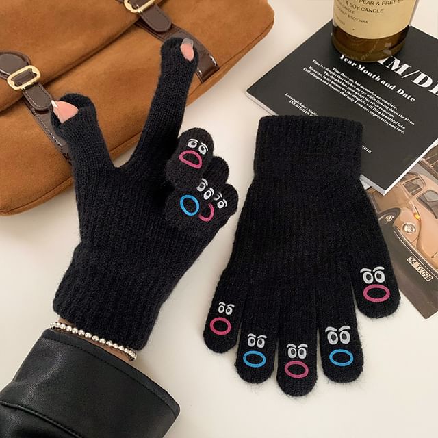 Print Cartoon Gloves Knit Touchscreen
