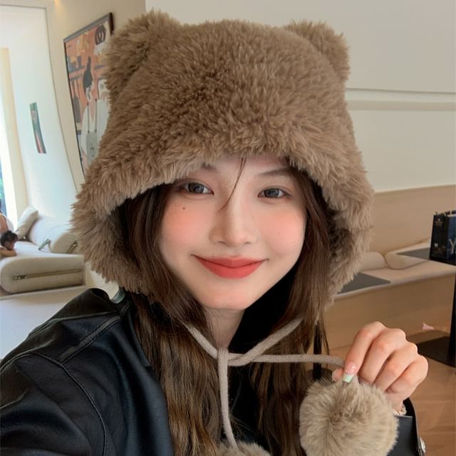 Ear Chenille Pom Hat Bear