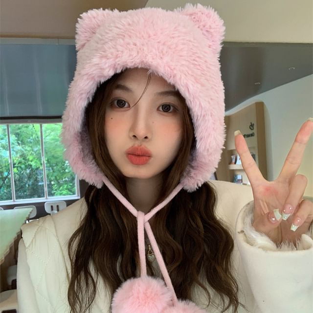 Ear Chenille Pom Hat Bear