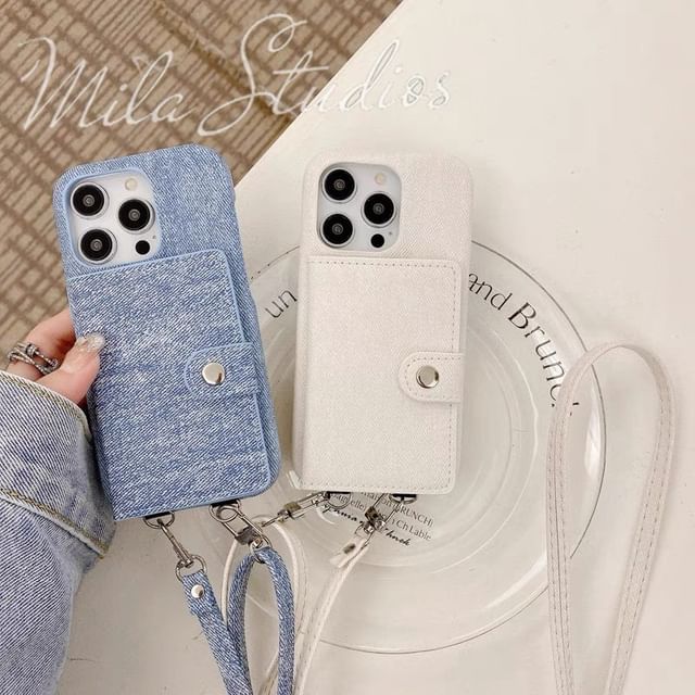 Denim Phone Case Card Lanyard Holder