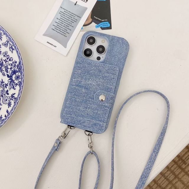 Denim Phone Case Card Lanyard Holder