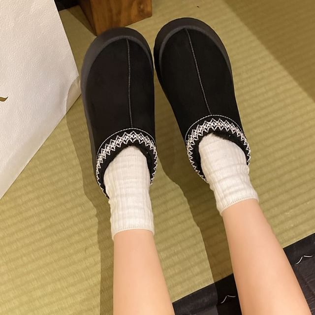 Trim Platform Boots Embroidered Ankle Snow