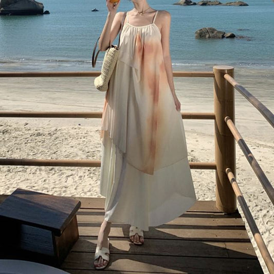 Maxi Dress Print Strap A-Line Spaghetti