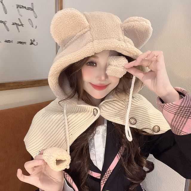 Bear Ear Faux Balaclava Shearling
