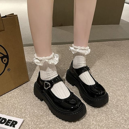 Jane Heart Shoes Mary Buckled Platform