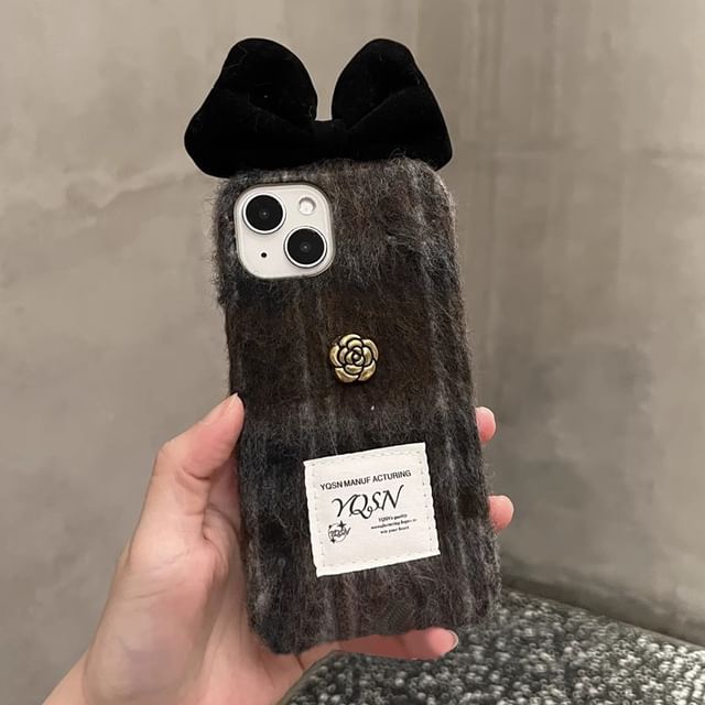 Bow Case Floral Phone Chenille