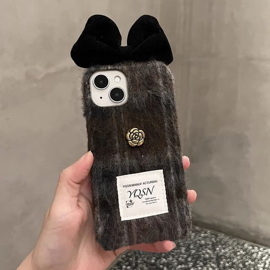 Bow Case Floral Phone Chenille