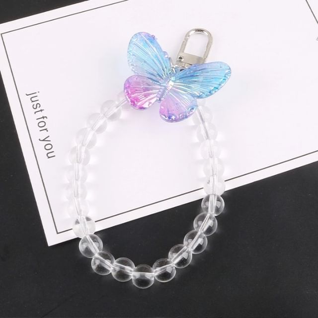 Butterfly Acrylic Bead Bag Charm Keyring
