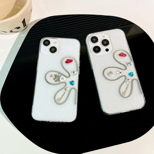 Floral Rhinestone Case Phone