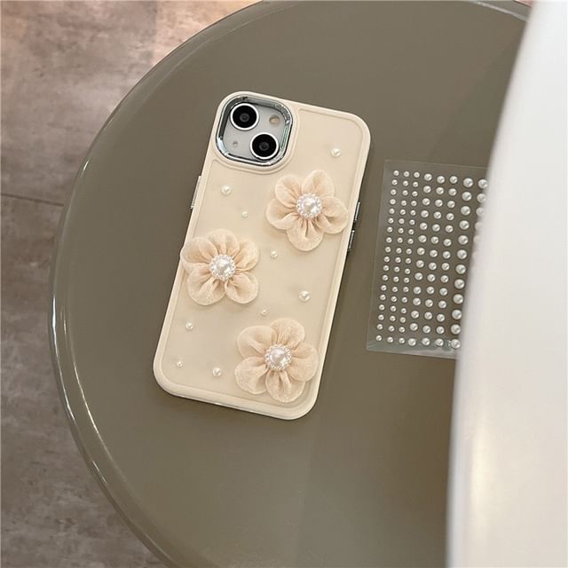 Pearl Faux Phone Lace Case Floral
