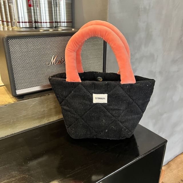 Two Bag Small Tote Tone Quilted Corduroy
