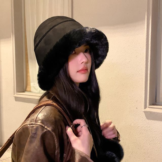 Pom Shearling Faux Hat