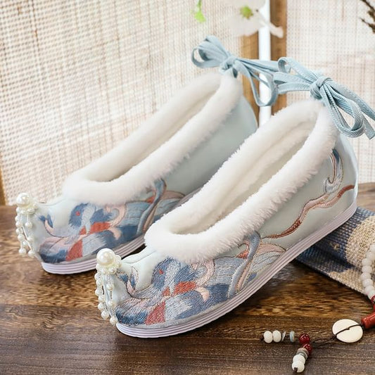 Embroidered Fluffy Hanfu Flats