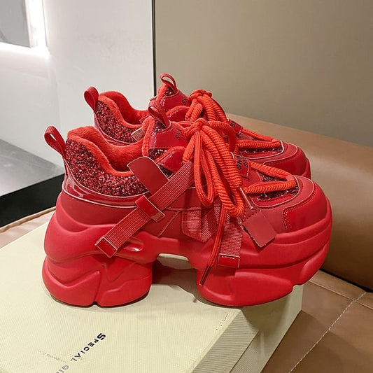 Sneakers Chunky Heel Platform Sequined