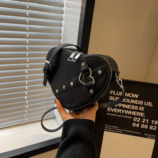 Heart Faux Crossbody Leather Bag