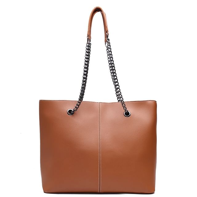 Leather Tote Strap Bag Chain Faux
