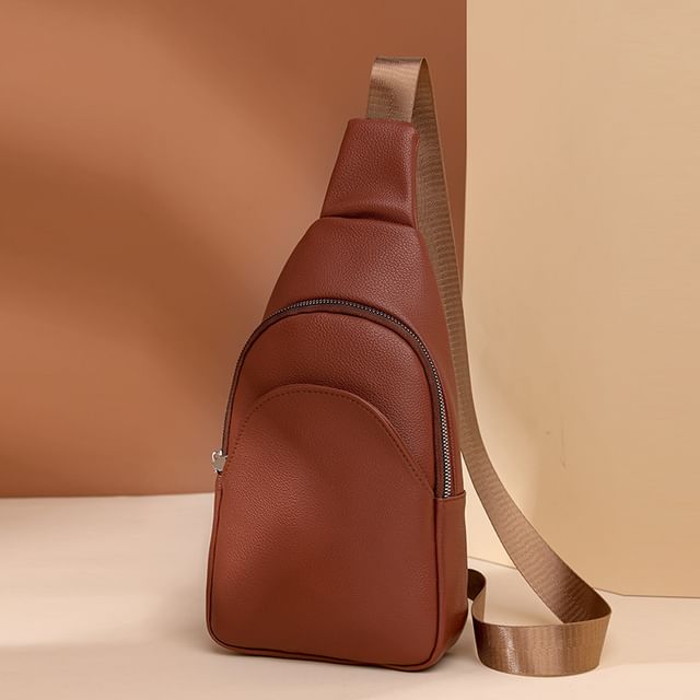 Bag Faux Plain Sling Leather