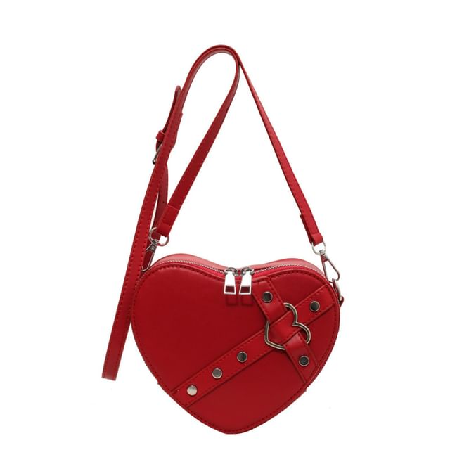 Heart Faux Crossbody Leather Bag