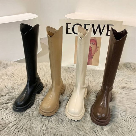 Boots Plain Platform Tall