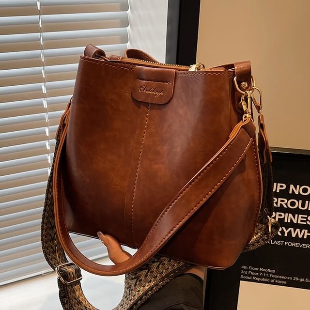 Bucket Leather Faux Bag