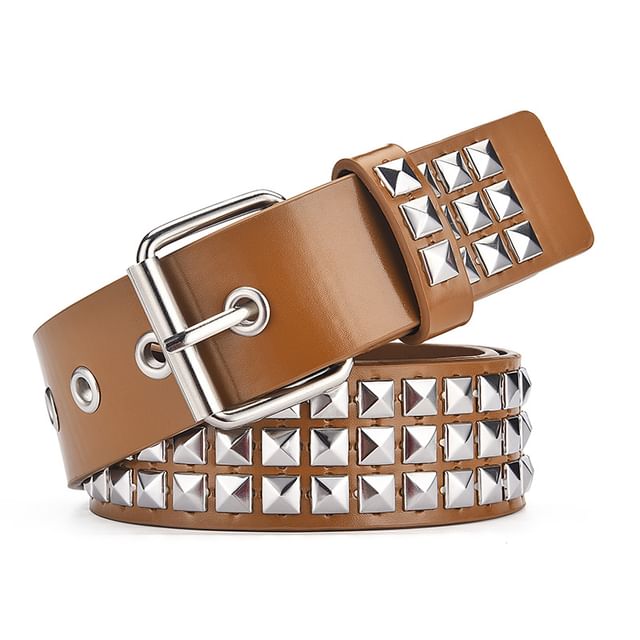 Faux Leather Studded Belt