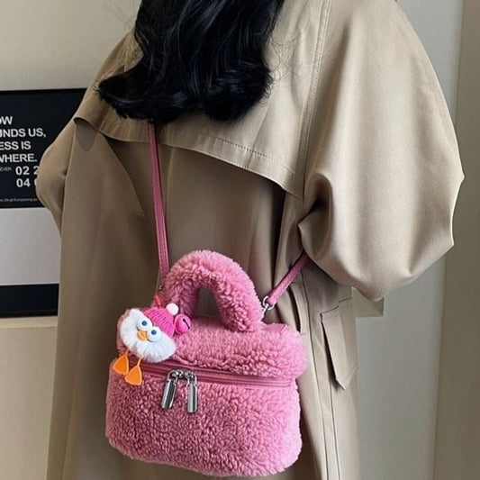 Charm Set / Shearling Faux Bag Crossbody