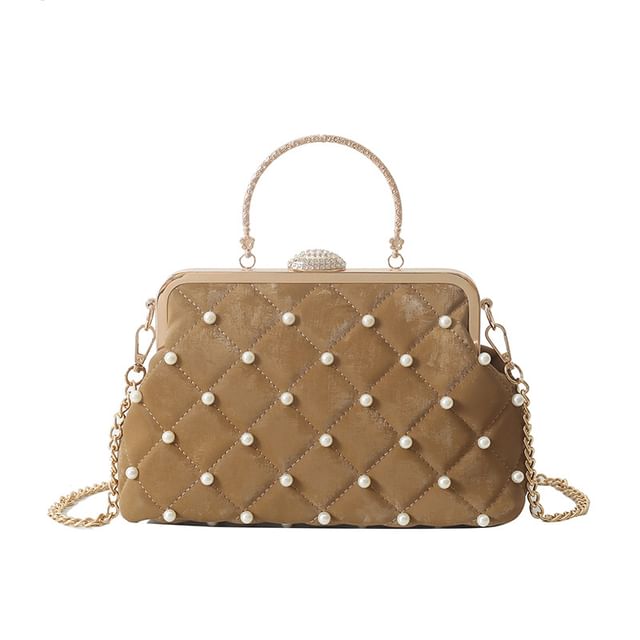 Pearl Strap Faux Chain Crossbody Bag